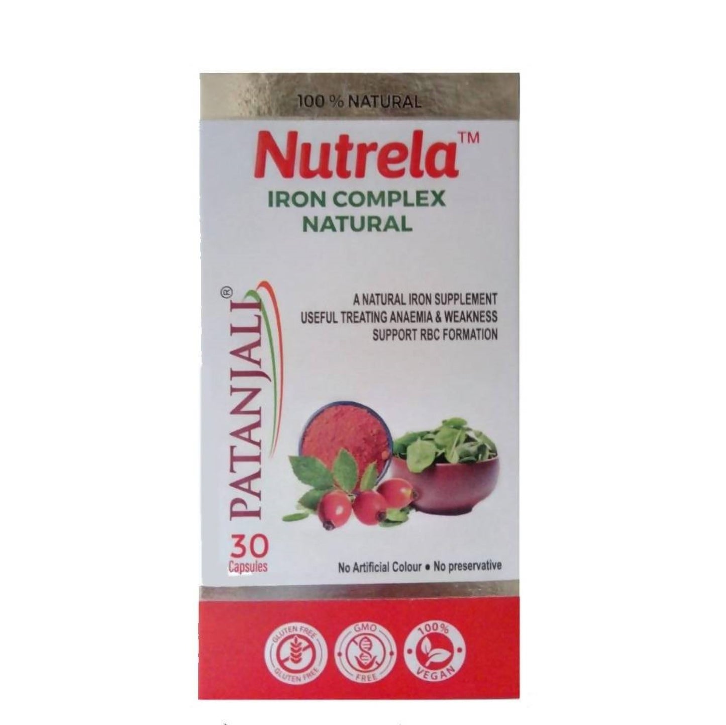 Fast Shipping from USA. Patanjali Nutrela Iron Complex 30 Capsules