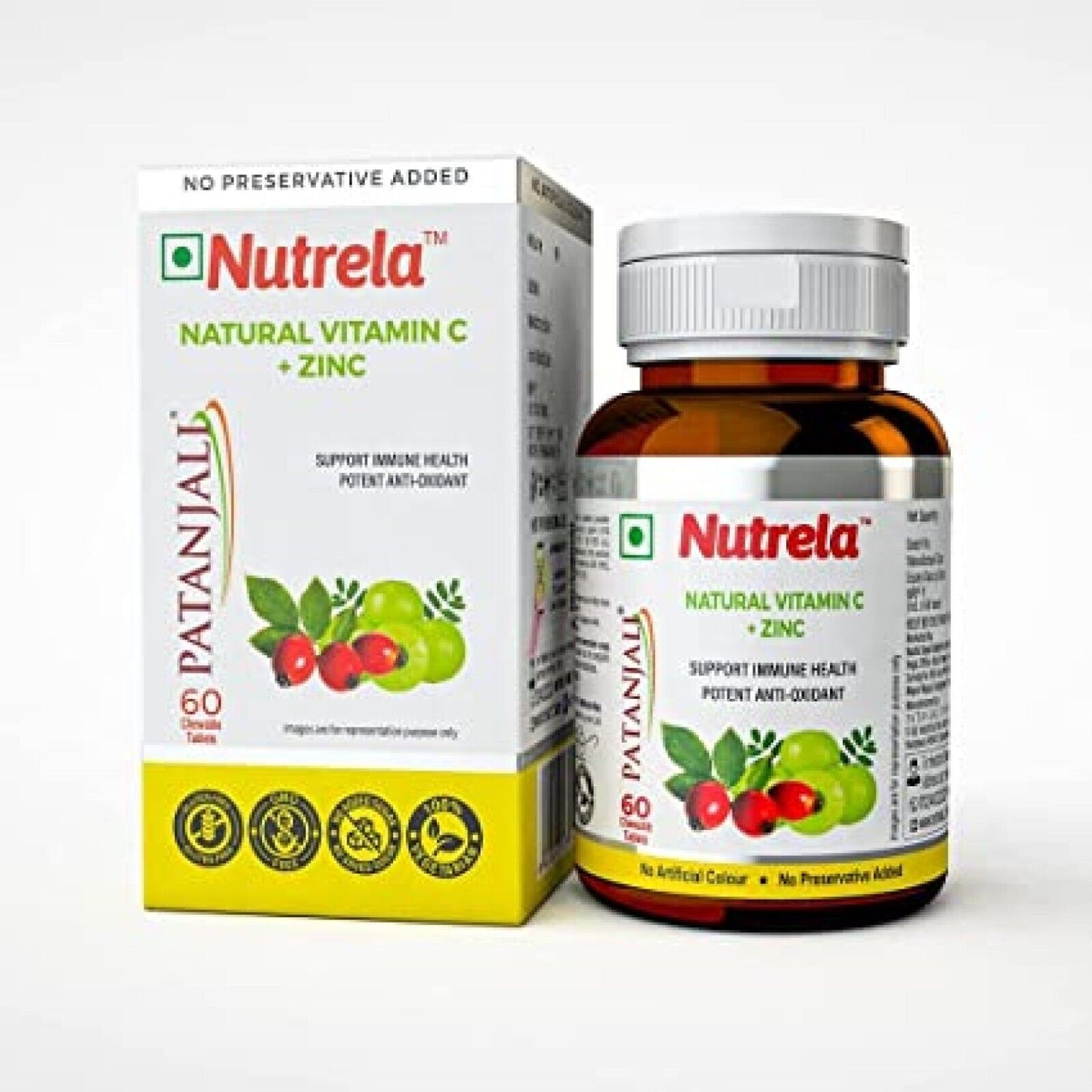 Fast Shipping from USA. Patanjali Nutrela Vit C+ Zinc 60 Capsules